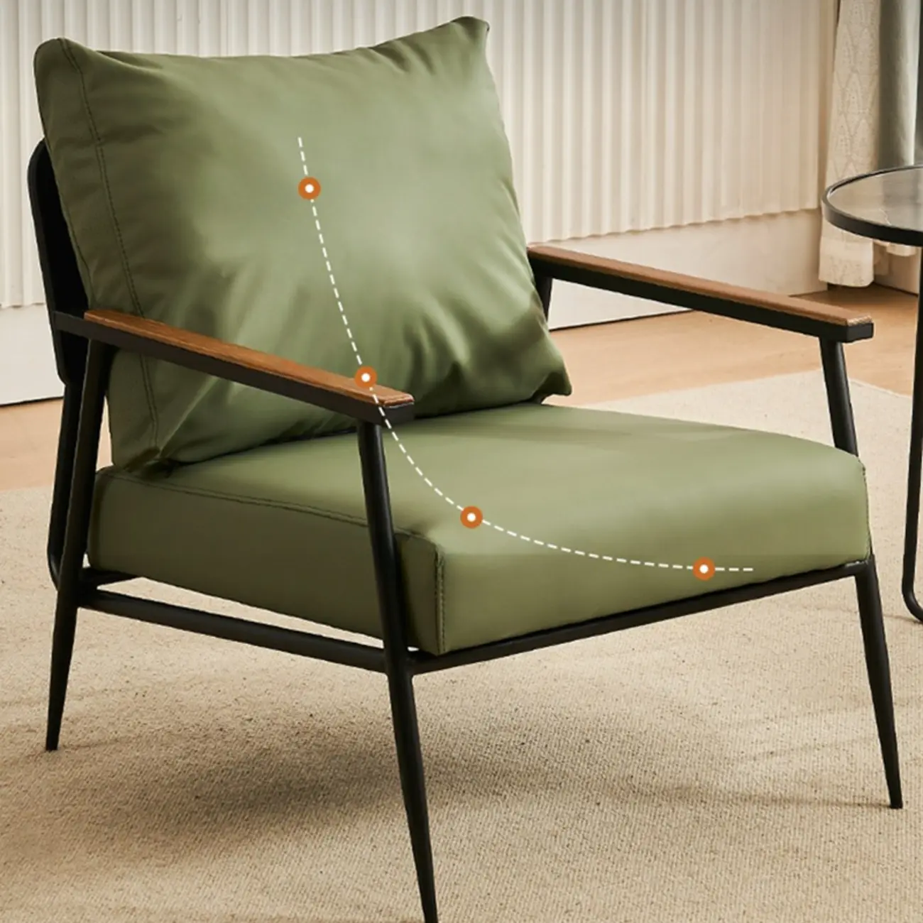 Durable Leather Accent Chair with Pillow for Living Room Image - 4 | homeyfad