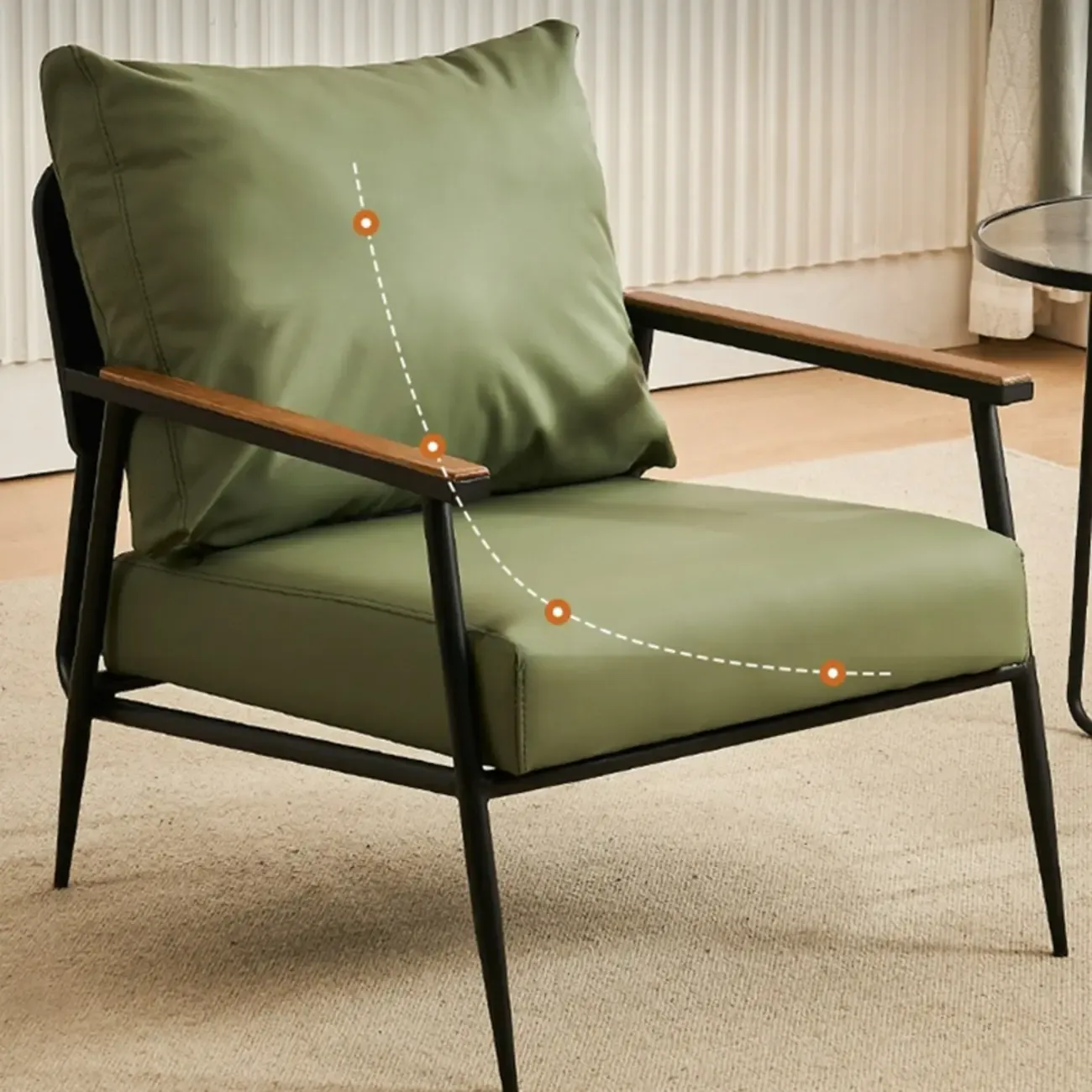 Durable Leather Accent Chair with Pillow for Living Room Image - 4