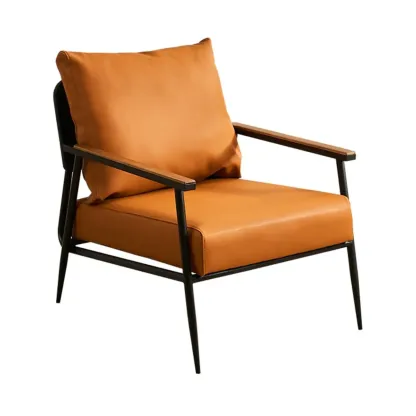 Durable Leather Accent Chair with Pillow for Living Room Image - 5