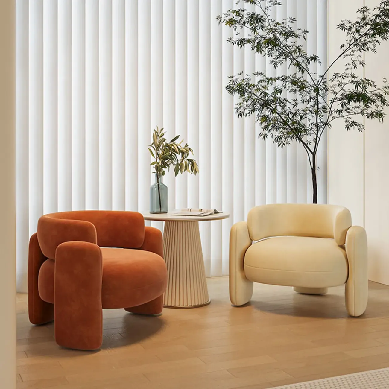 Stylish Fabric Accent Chair with Fixed Back for Living Room Image - 3