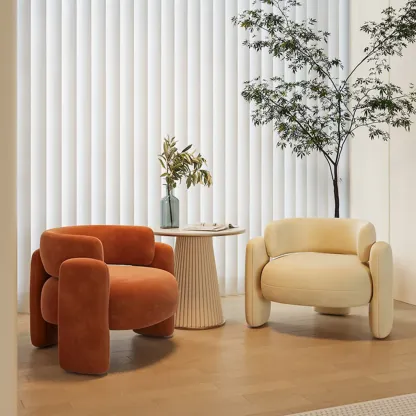 Stylish Fabric Accent Chair with Fixed Back for Living Room Image - 3