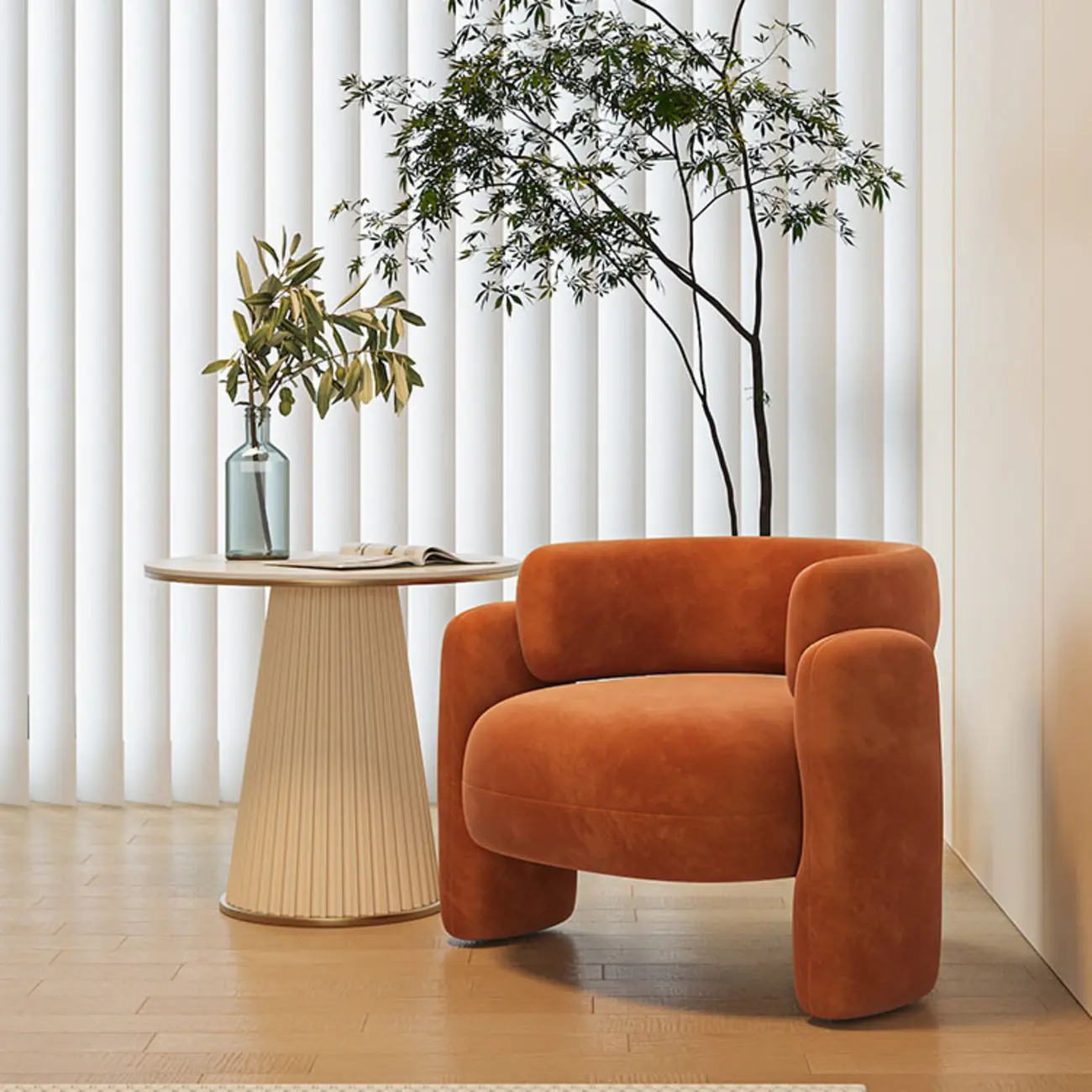 Stylish Fabric Accent Chair with Fixed Back for Living Room Image - 1 | homeyfad