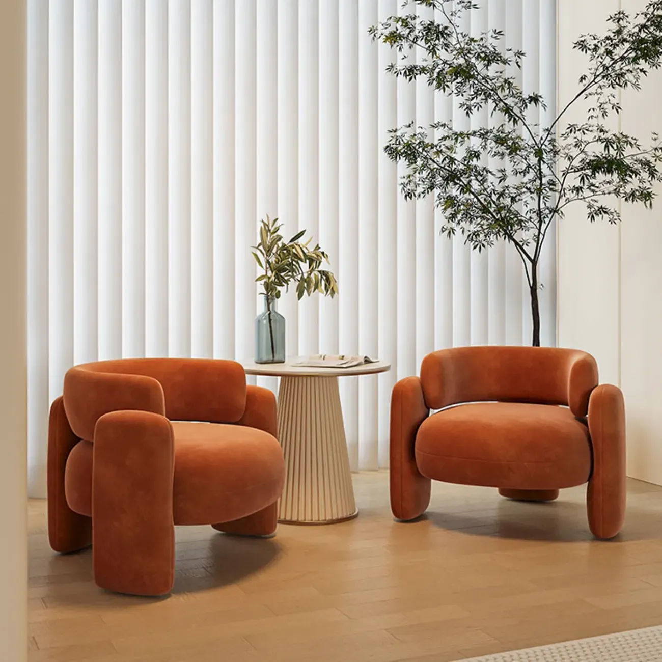 Stylish Fabric Accent Chair with Fixed Back for Living Room Image - 6