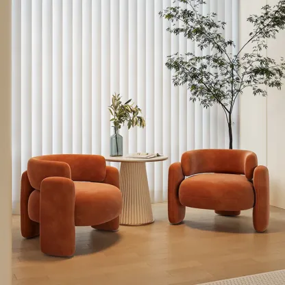 Stylish Fabric Accent Chair with Fixed Back for Living Room Image - 6