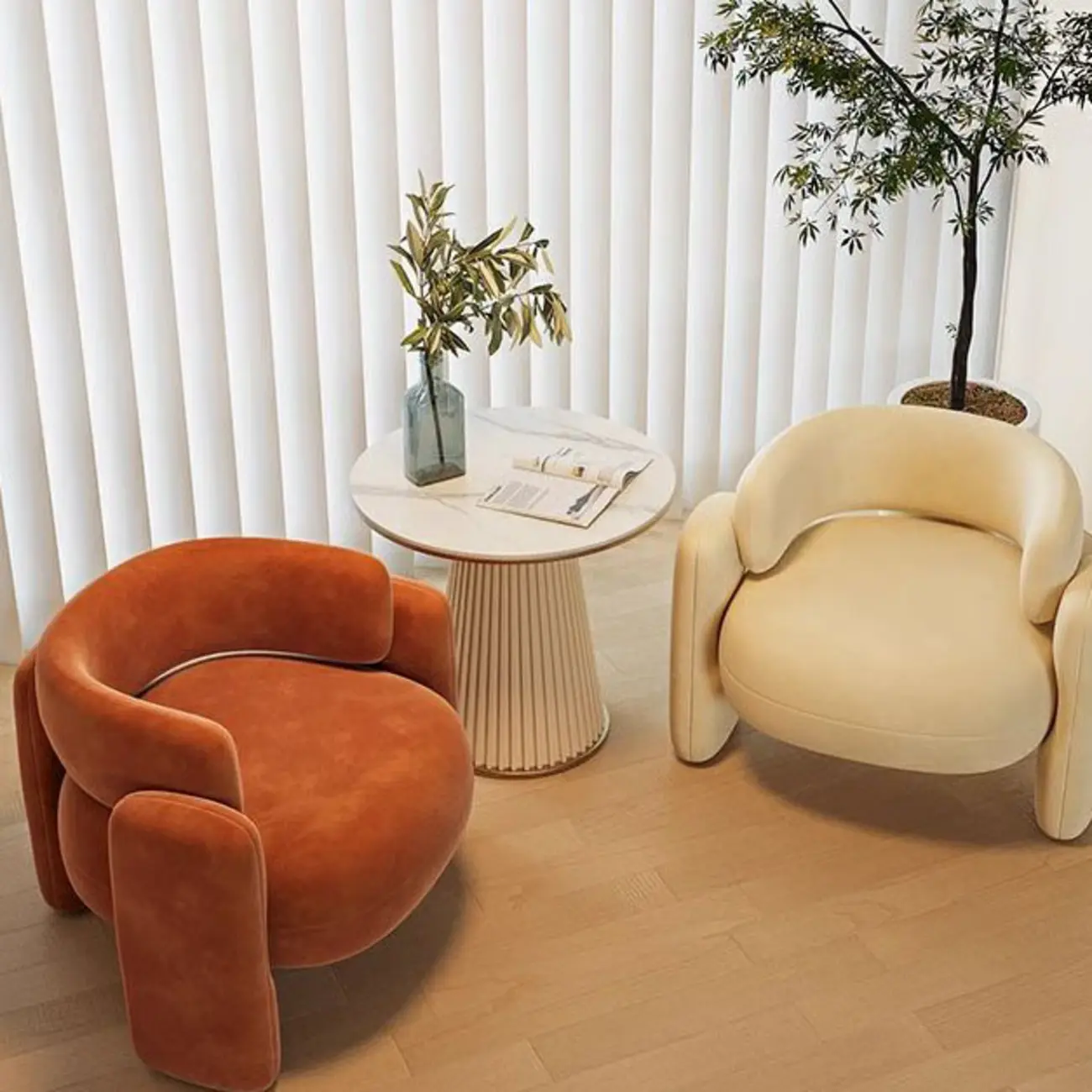 Stylish Fabric Accent Chair with Fixed Back for Living Room Image - 10 | homeyfad