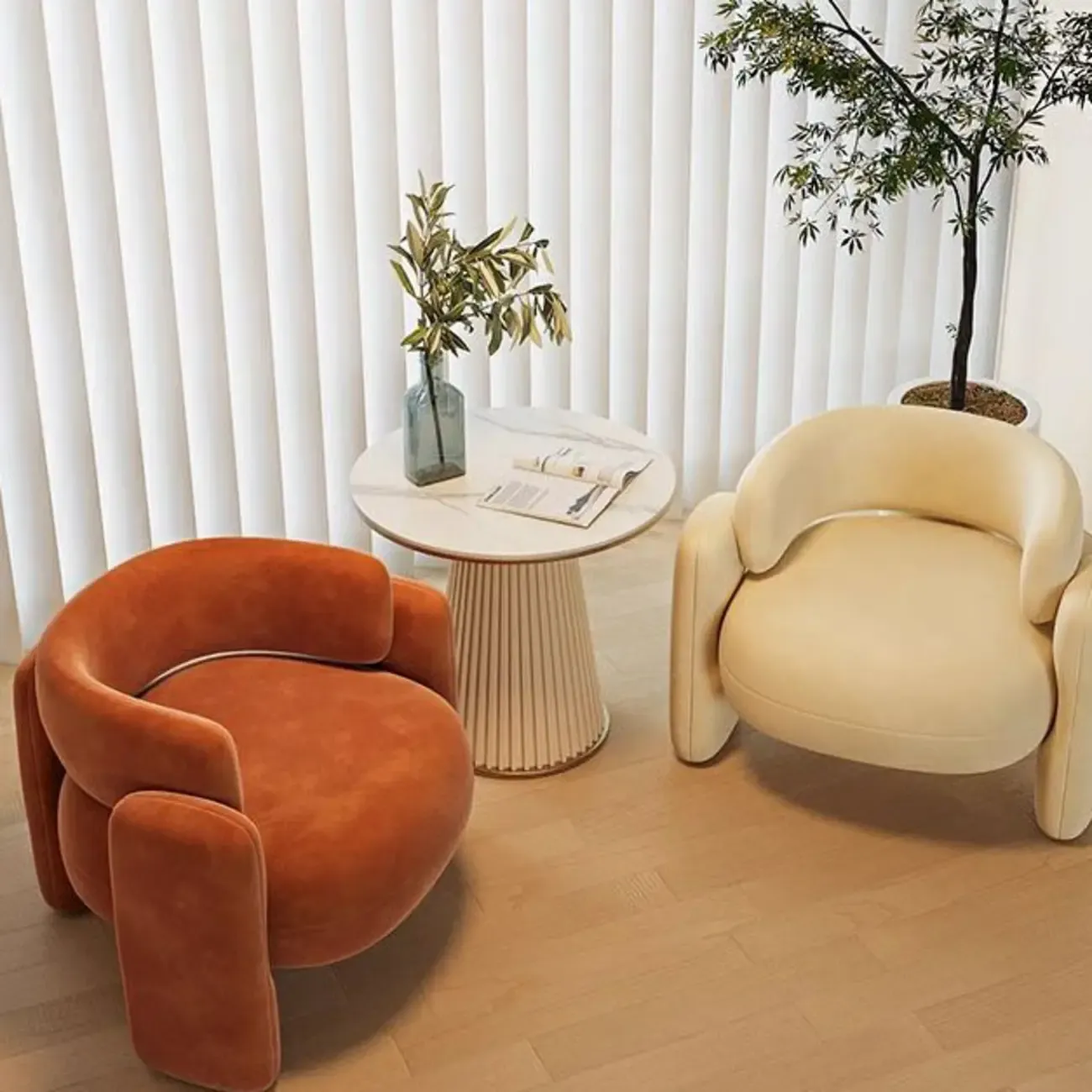 Stylish Fabric Accent Chair with Fixed Back for Living Room Image - 10