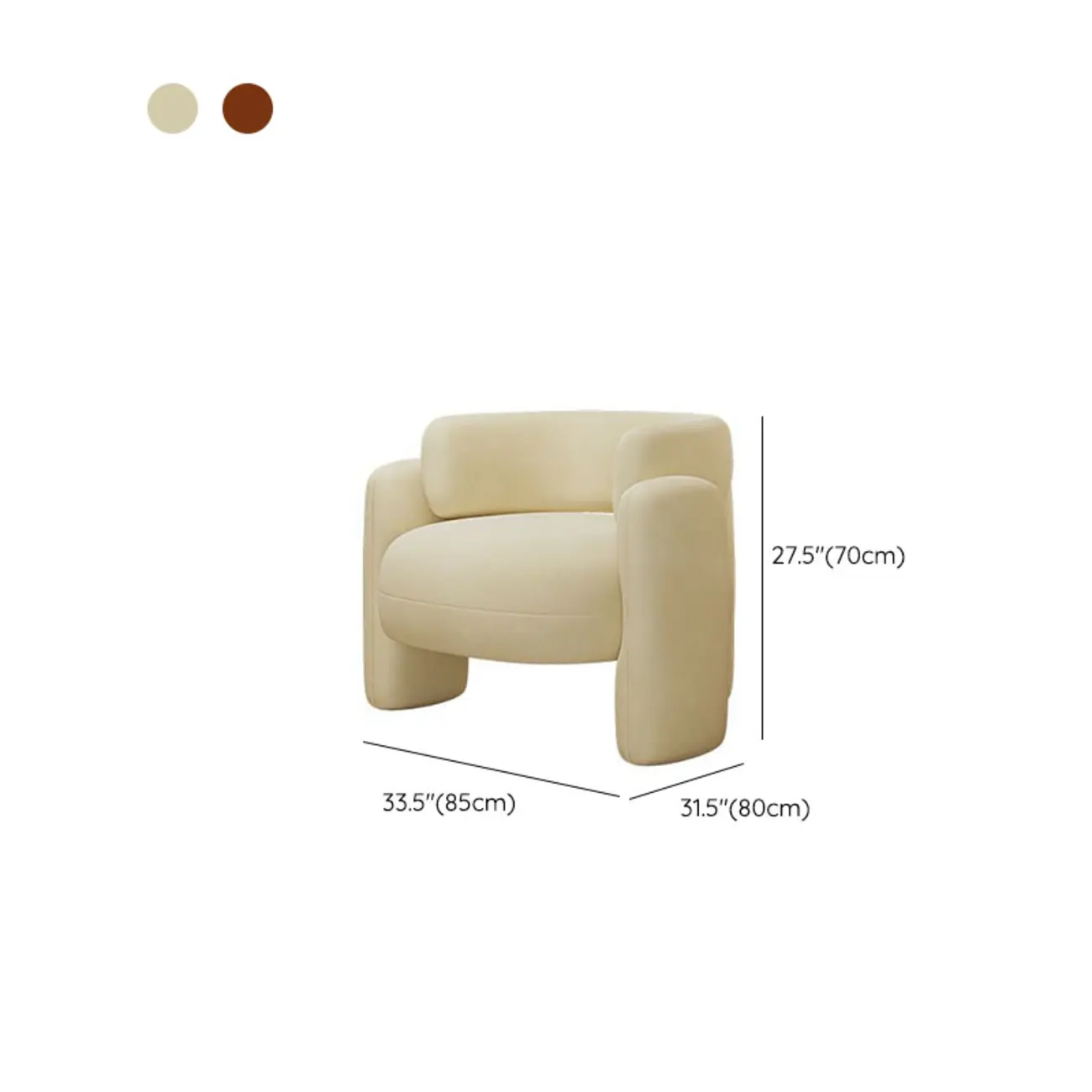 Stylish Fabric Accent Chair with Fixed Back for Living Room #size | homeyfad