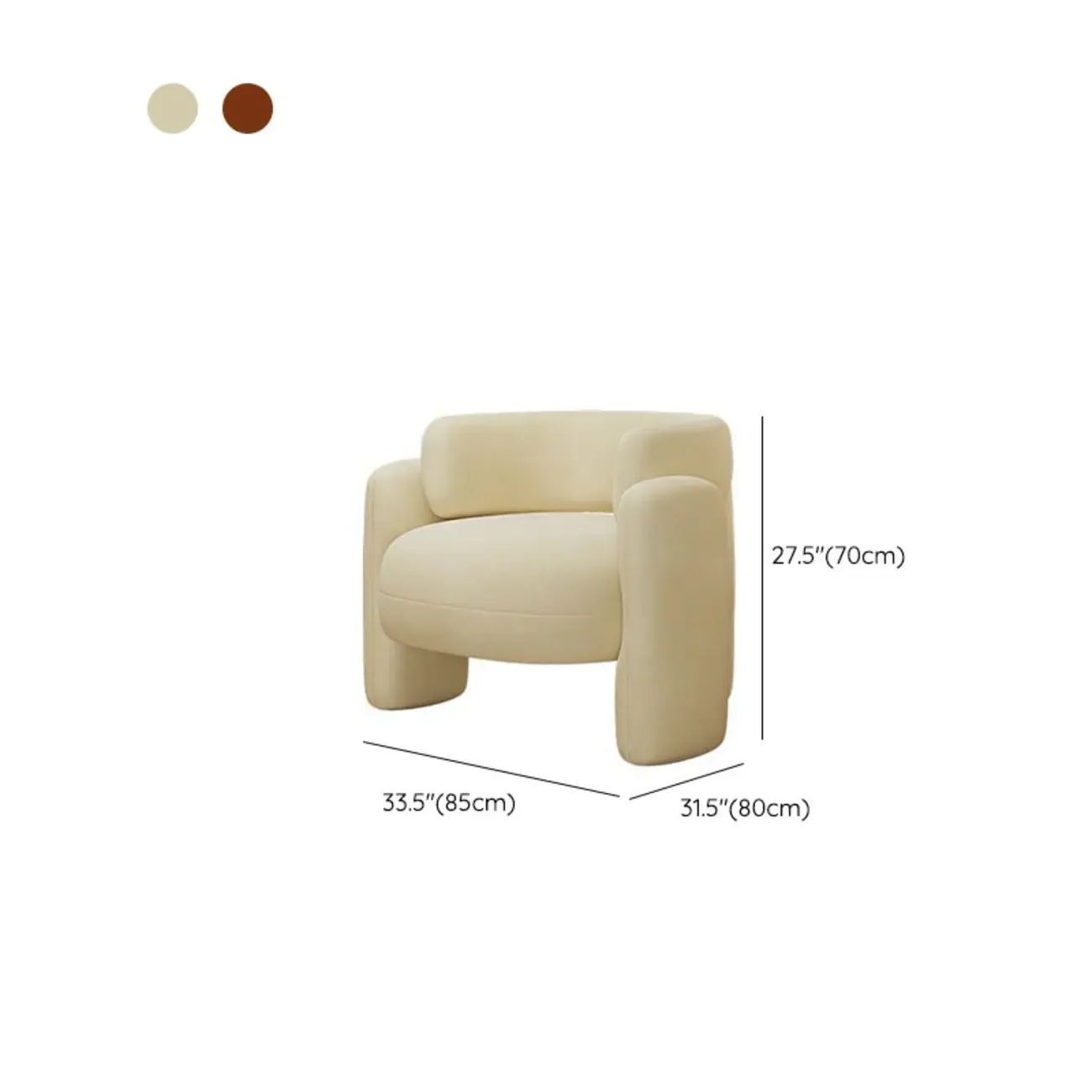 Stylish Fabric Accent Chair with Fixed Back for Living Room #size