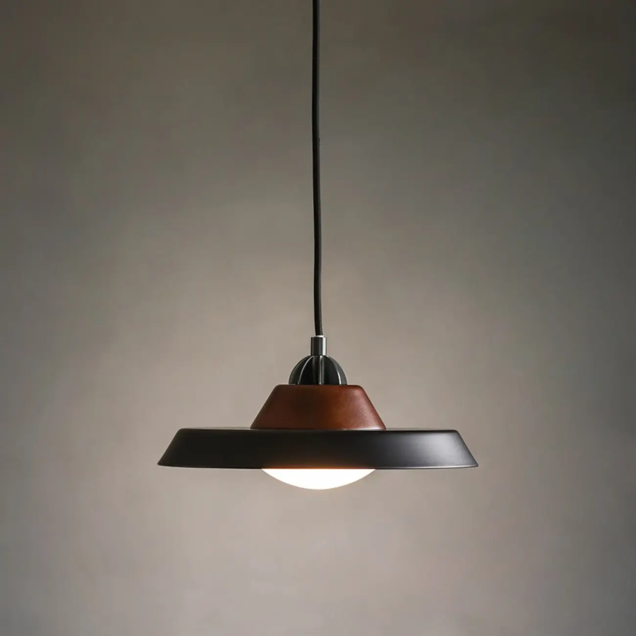 Contemporary Black Mini Pendant Light with Iron & Wood | homeyfad