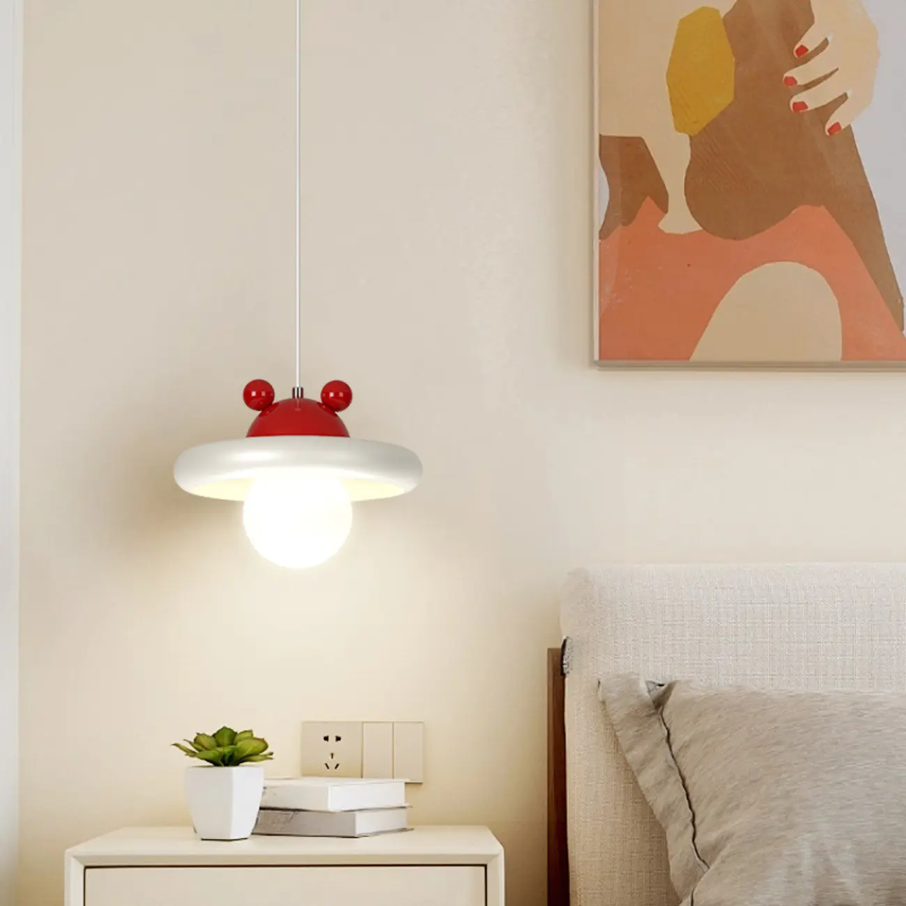 Modern Milk White Geometric Metal Pendant Light Image - 3 | homeyfad