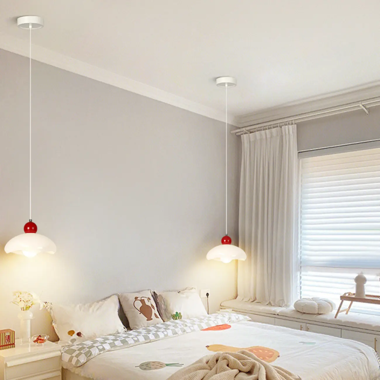 Modern Milk White Geometric Metal Pendant Light Image - 4 | homeyfad