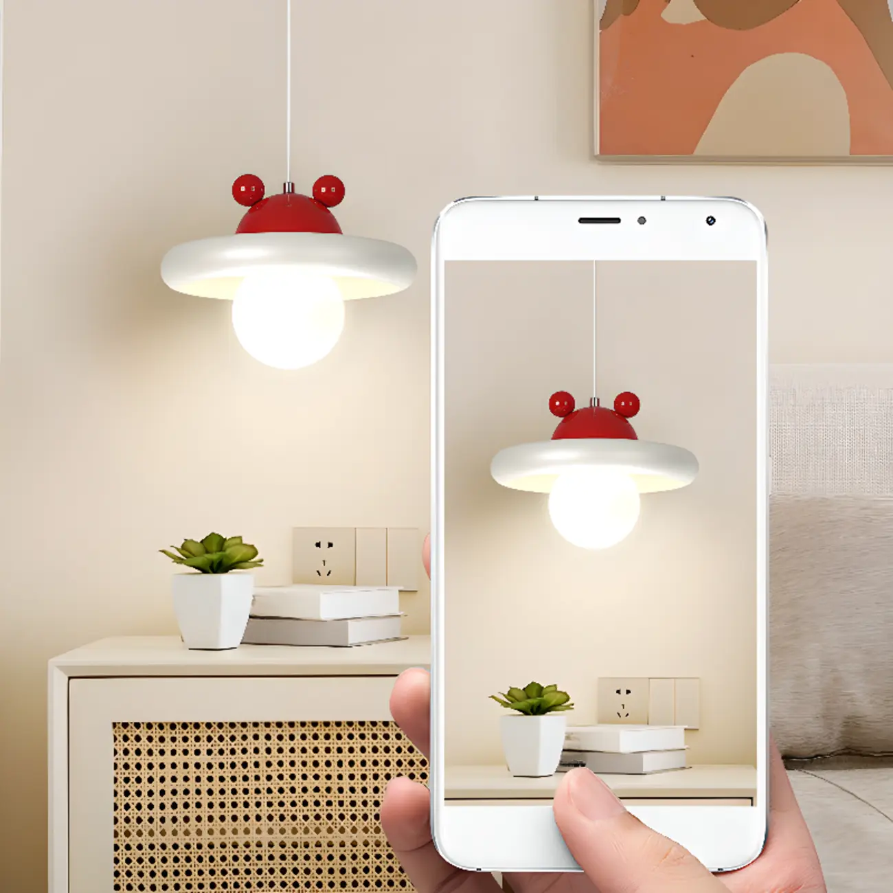 Modern Milk White Geometric Metal Pendant Light Image - 14 | homeyfad