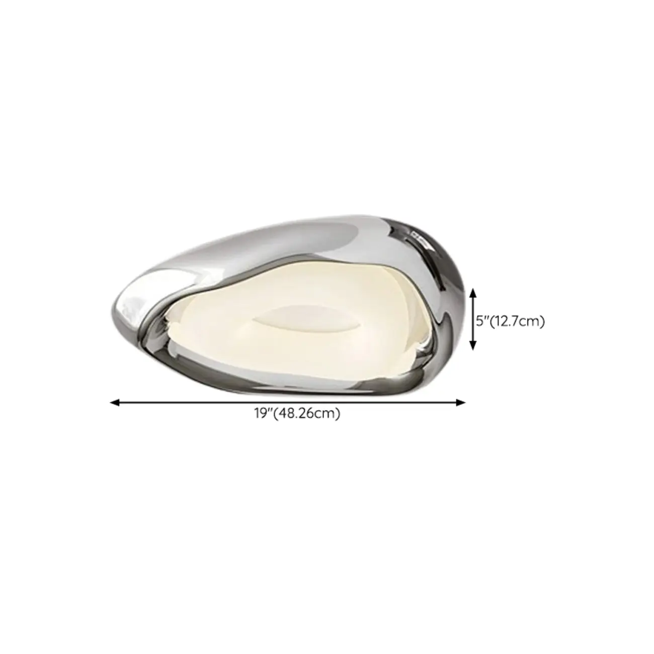 Chrome Wavy Organic Flush Mount Ceiling Light #size