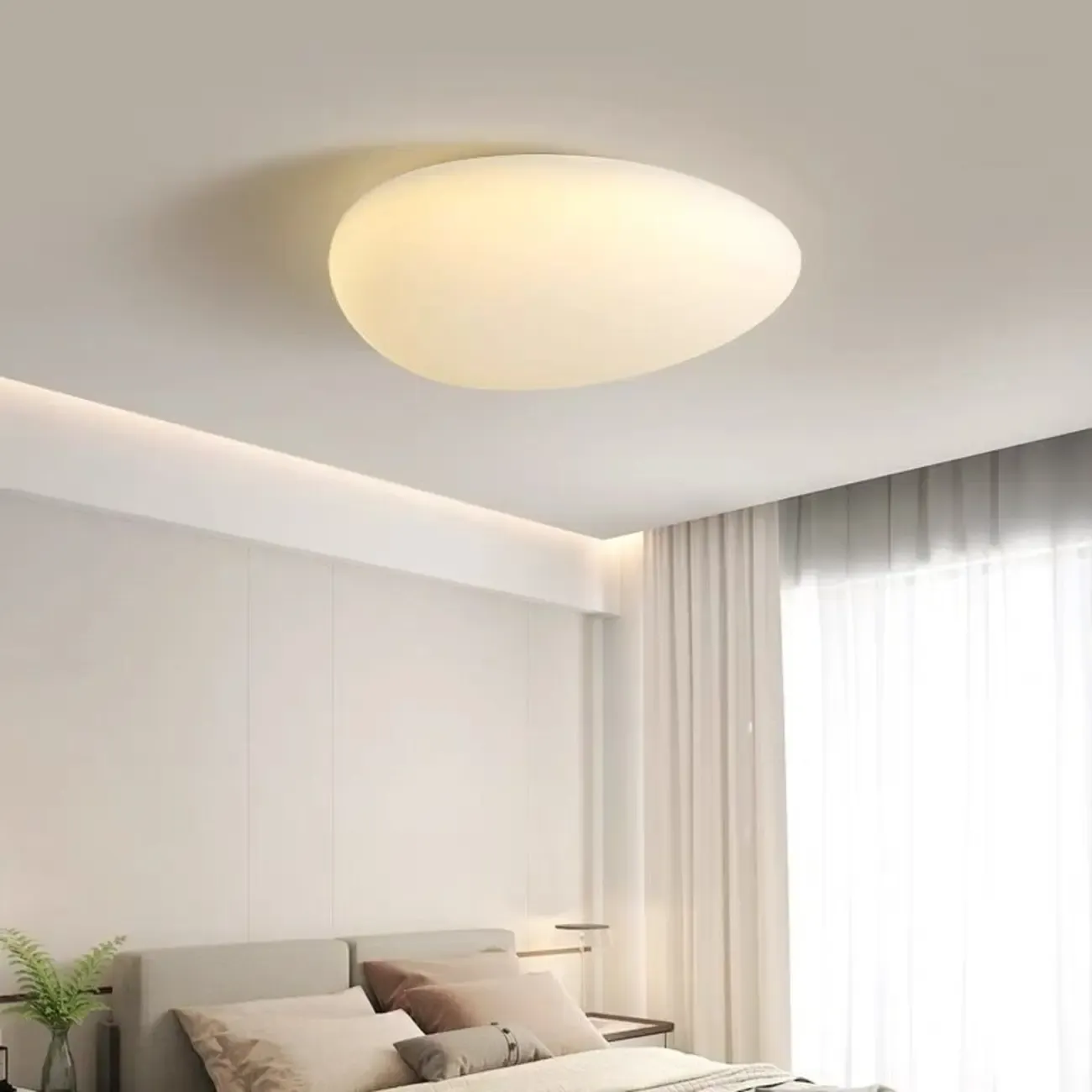 Modern Geometric Dimmable LED Flush Ceiling Light Image - 3