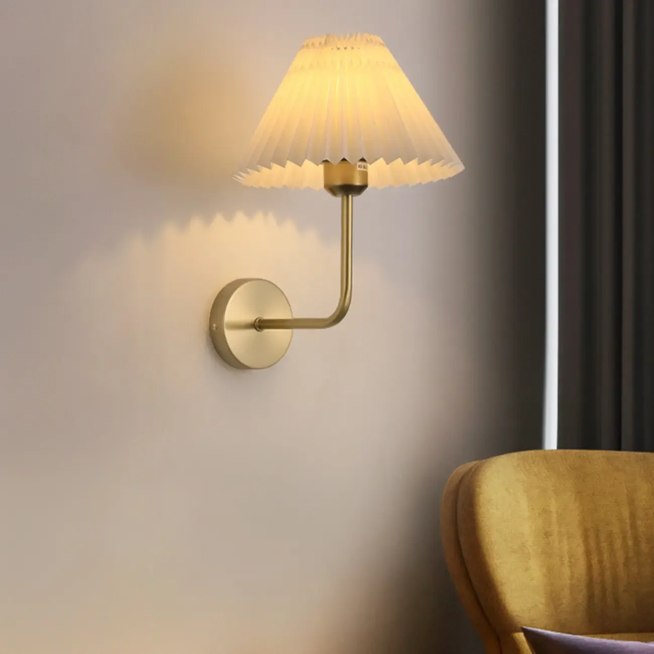 Vintage Cone Fabric Metal Fixture Wall Sconce Image - 1