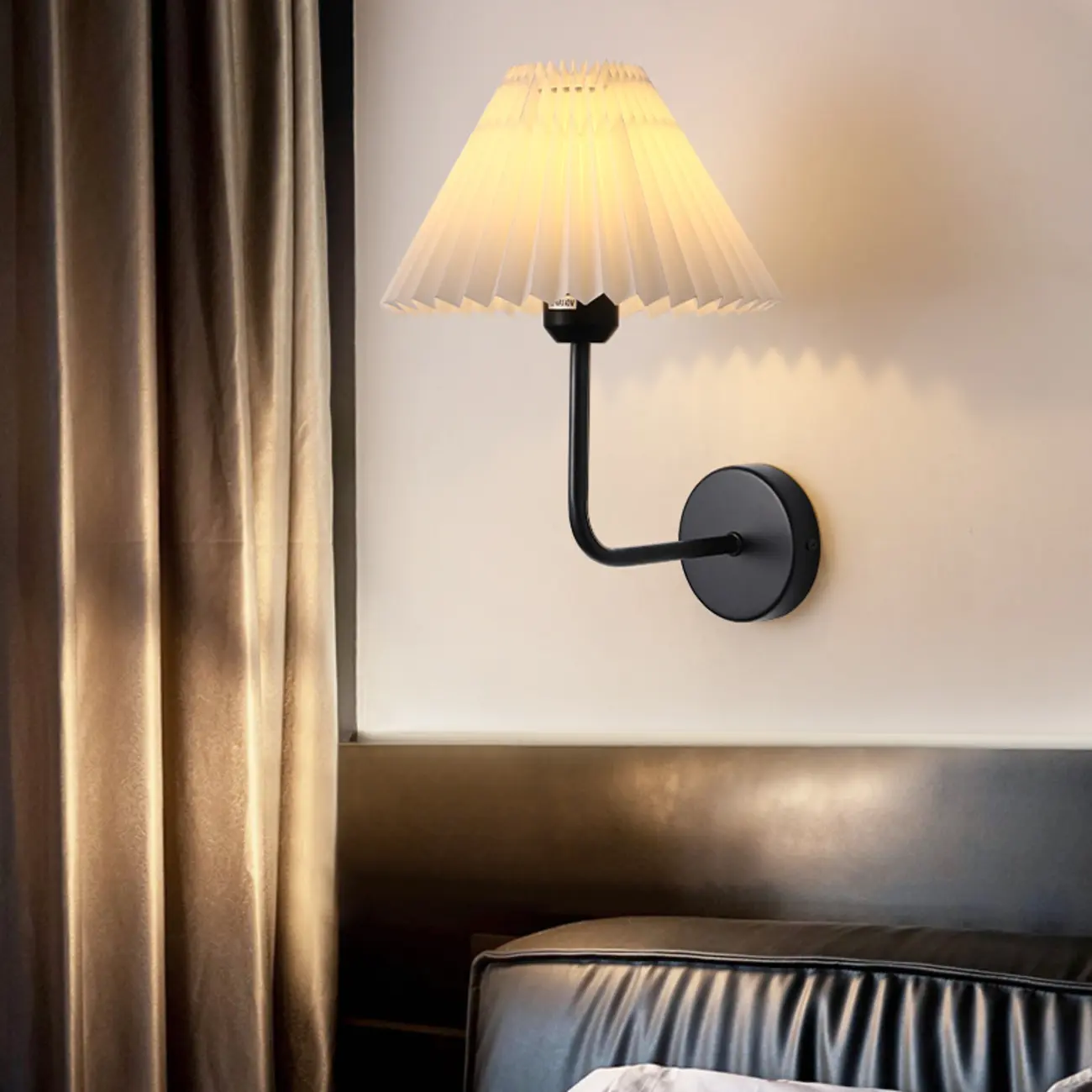 Vintage Cone Fabric Metal Fixture Wall Sconce Image - 2 | homeyfad