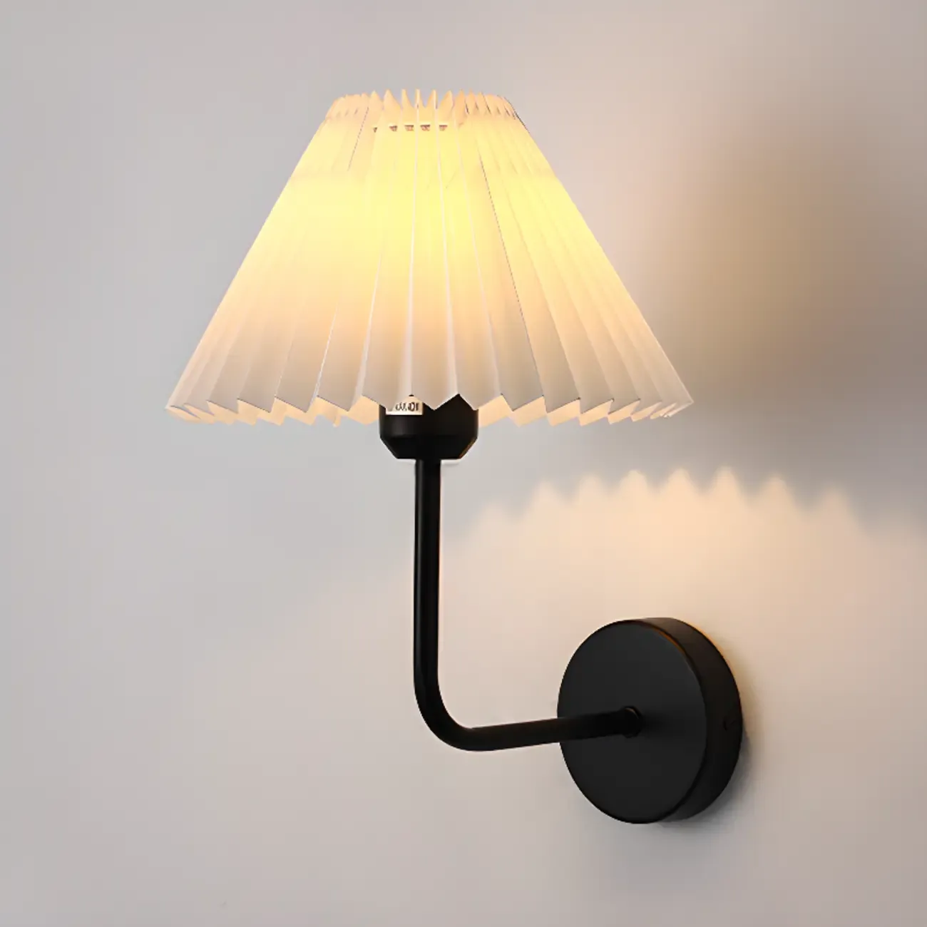 Vintage Cone Fabric Metal Fixture Wall Sconce Image - 10