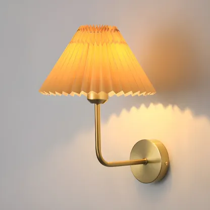 Vintage Cone Fabric Metal Fixture Wall Sconce Image - 13