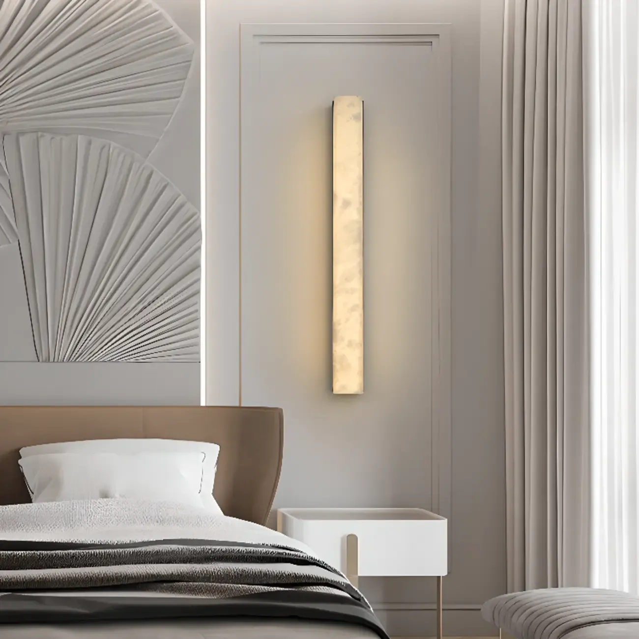 Modern Minimalist Stone Shade Alloy Wall Light Image - 1