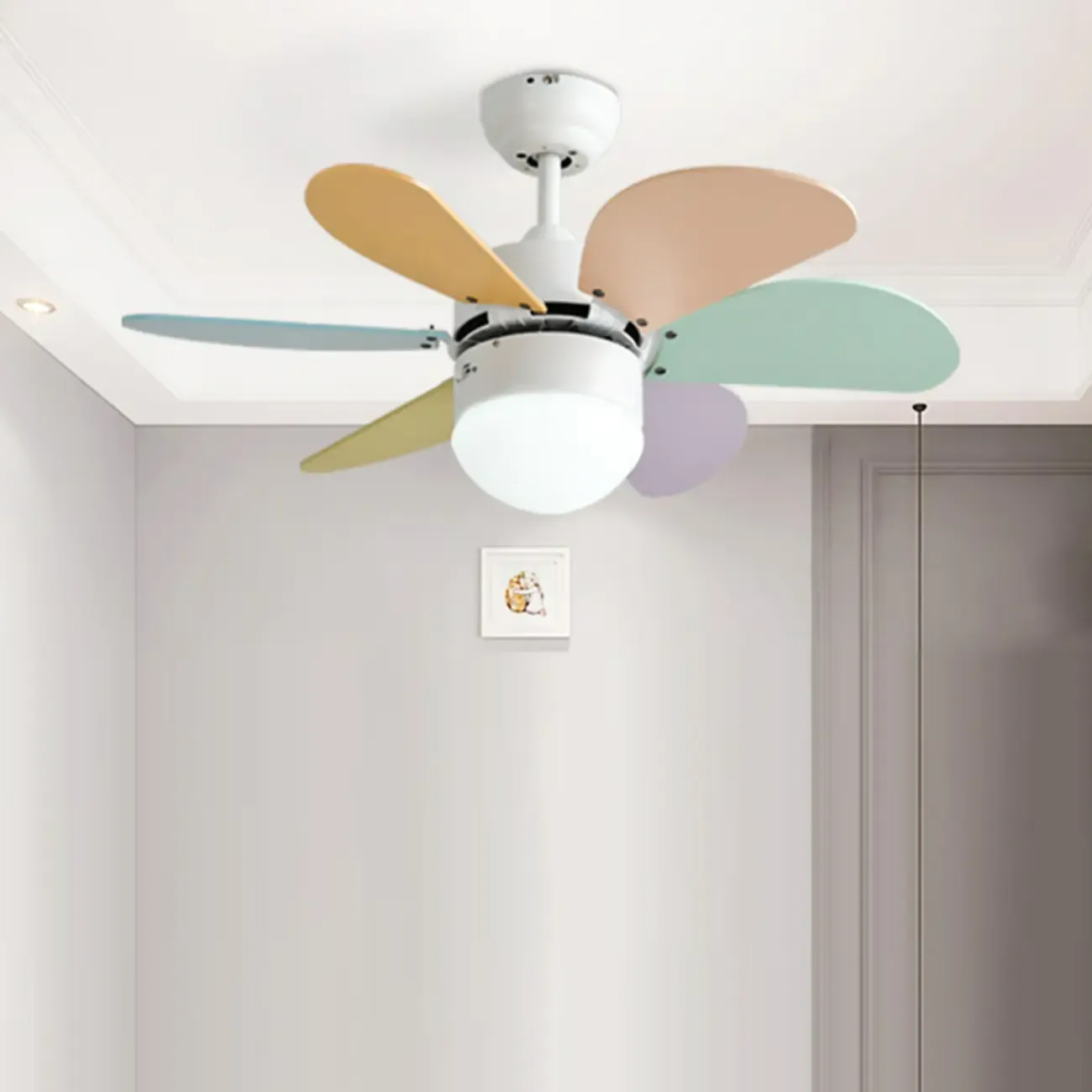 Multicolor Metal Ceiling Fan with LED for Bedroom Image - 2
