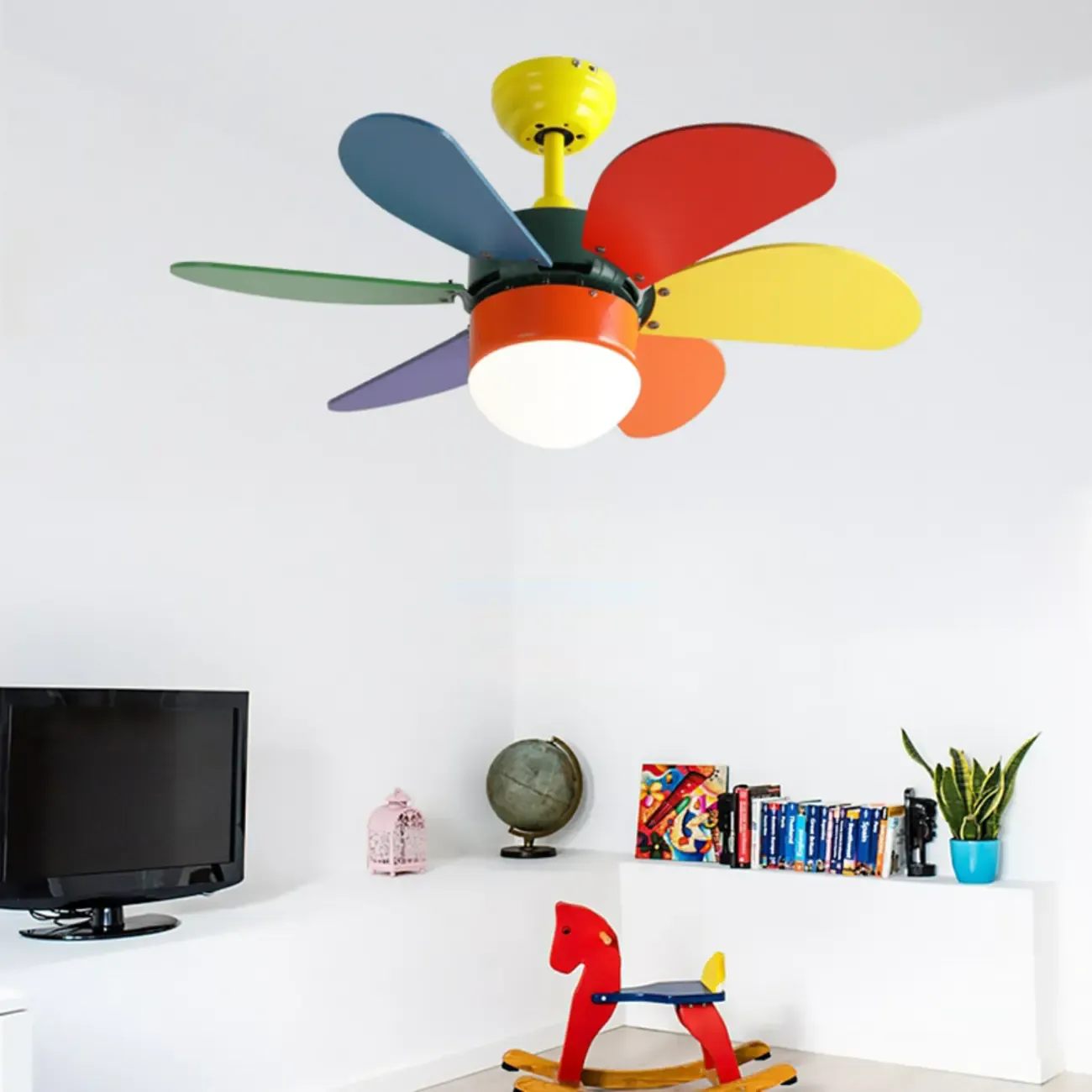 Multicolor Metal Ceiling Fan with LED for Bedroom Image - 1