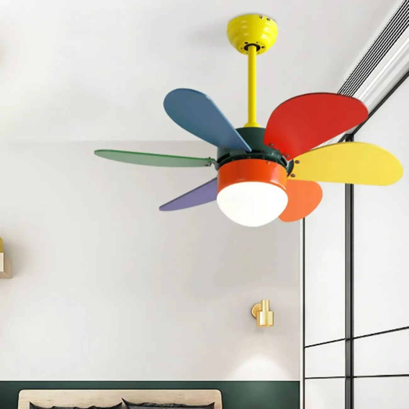 Multicolor Metal Ceiling Fan with LED for Bedroom Image - 4