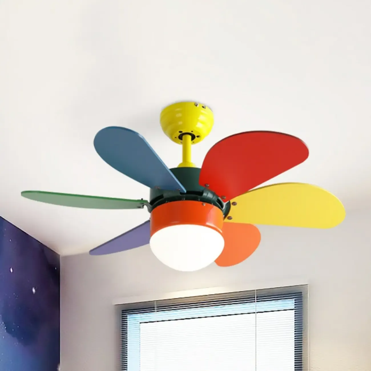 Multicolor Metal Ceiling Fan with LED for Bedroom Image - 7