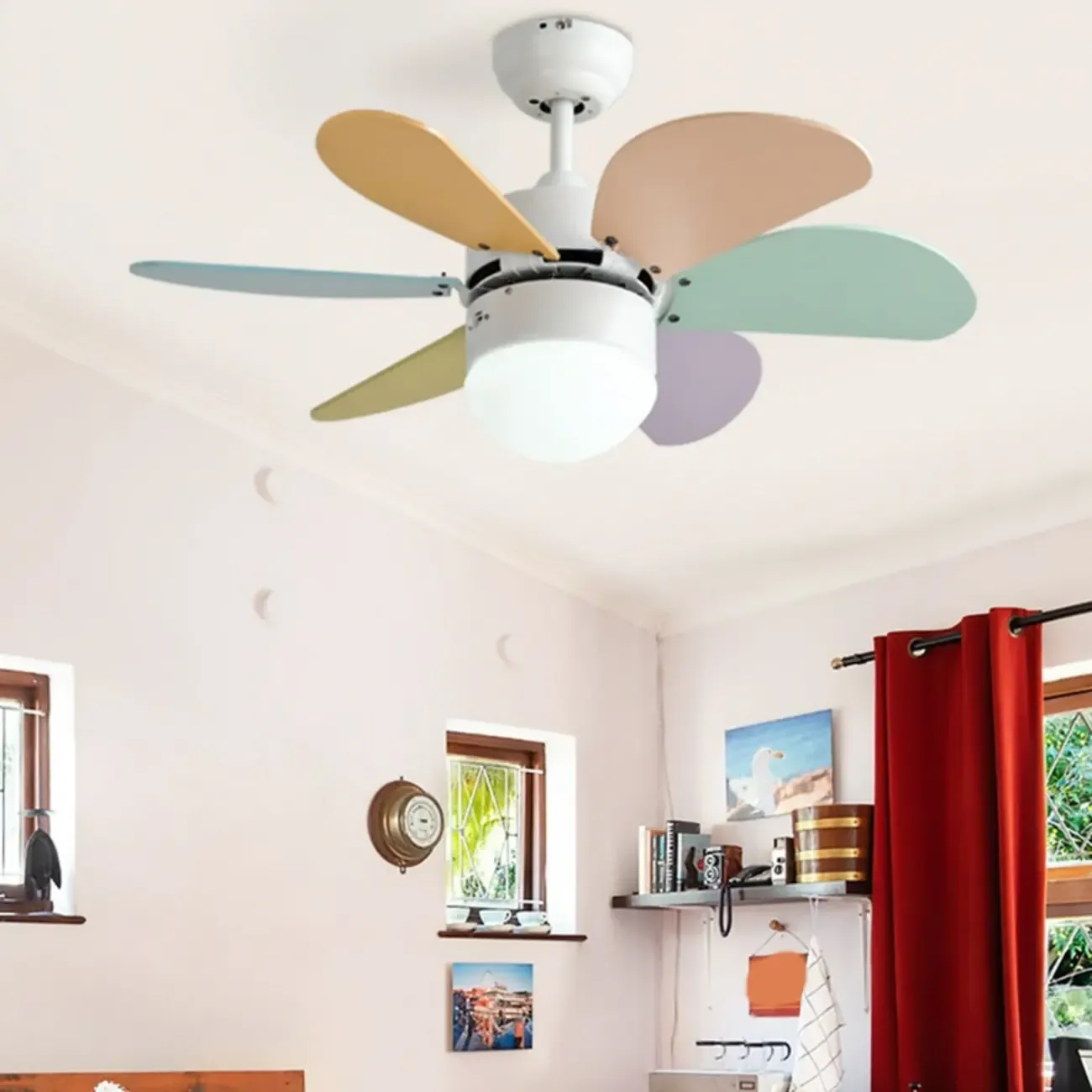 Multicolor Metal Ceiling Fan with LED for Bedroom Image - 15