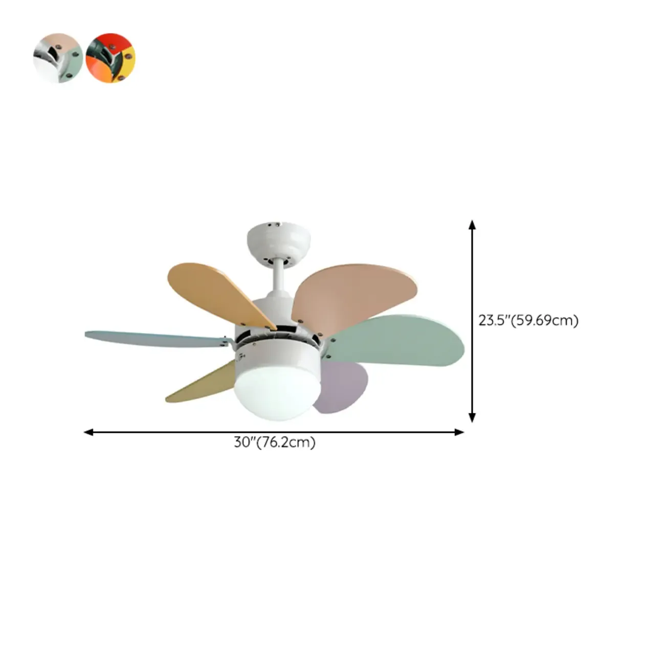 Multicolor Metal Ceiling Fan with LED for Bedroom Image - 17