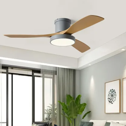 Modern Flush Mount Ceiling Fan Dimmable Light for Living Room