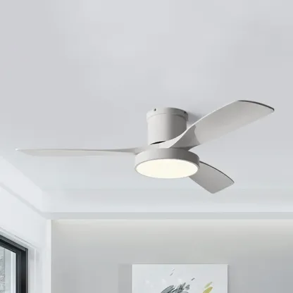 Modern Flush Mount Ceiling Fan Dimmable Light for Living Room