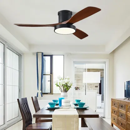 Modern Flush Mount Ceiling Fan Dimmable Light for Living Room