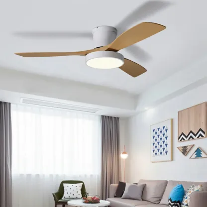 Modern Flush Mount Ceiling Fan Dimmable Light for Living Room