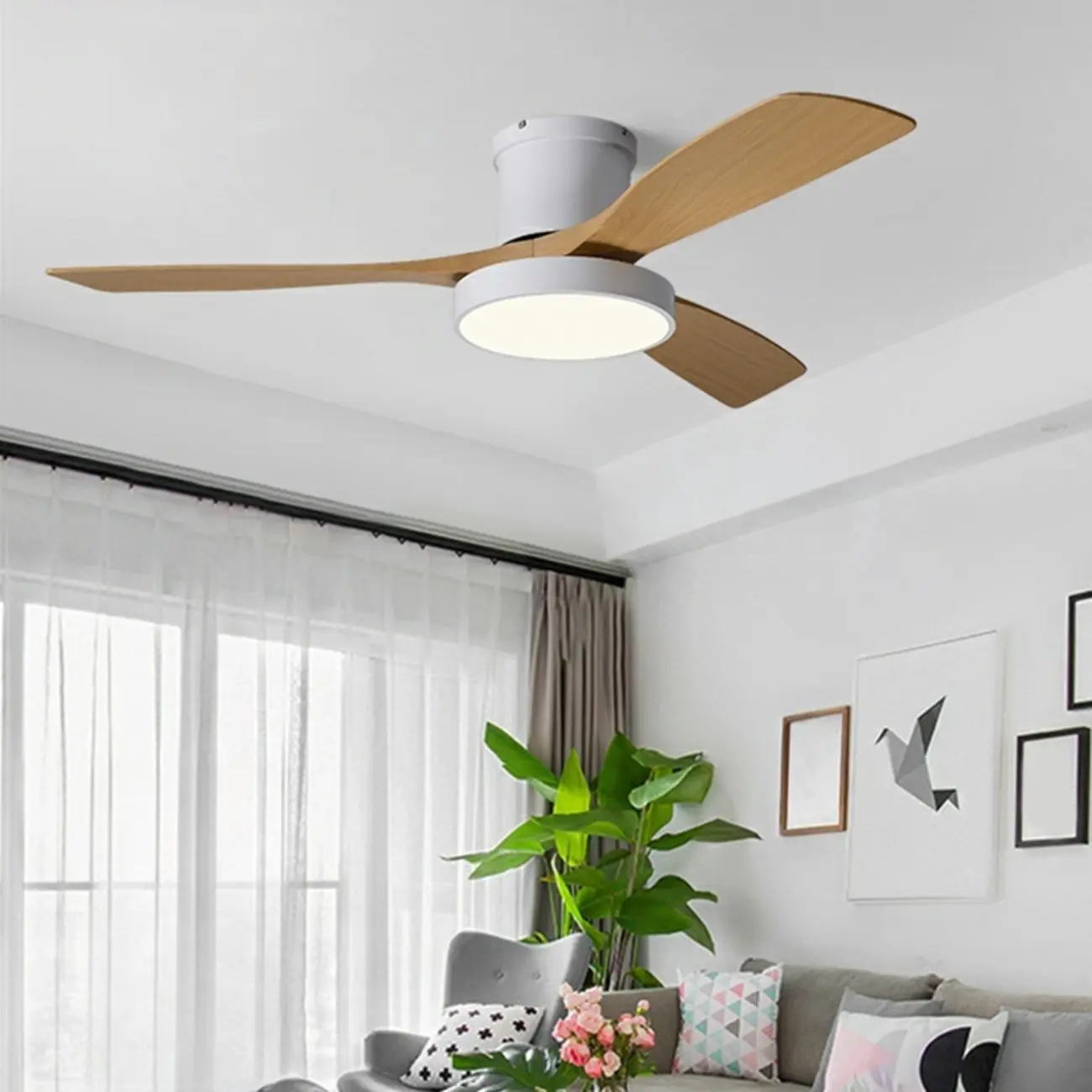 Modern Flush Mount Ceiling Fan Dimmable Light for Living Room | homeyfad