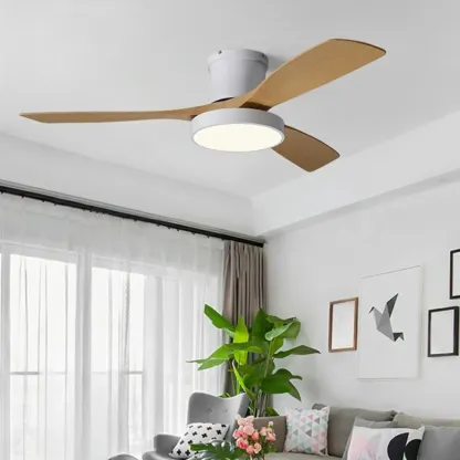 Modern Flush Mount Ceiling Fan Dimmable Light for Living Room