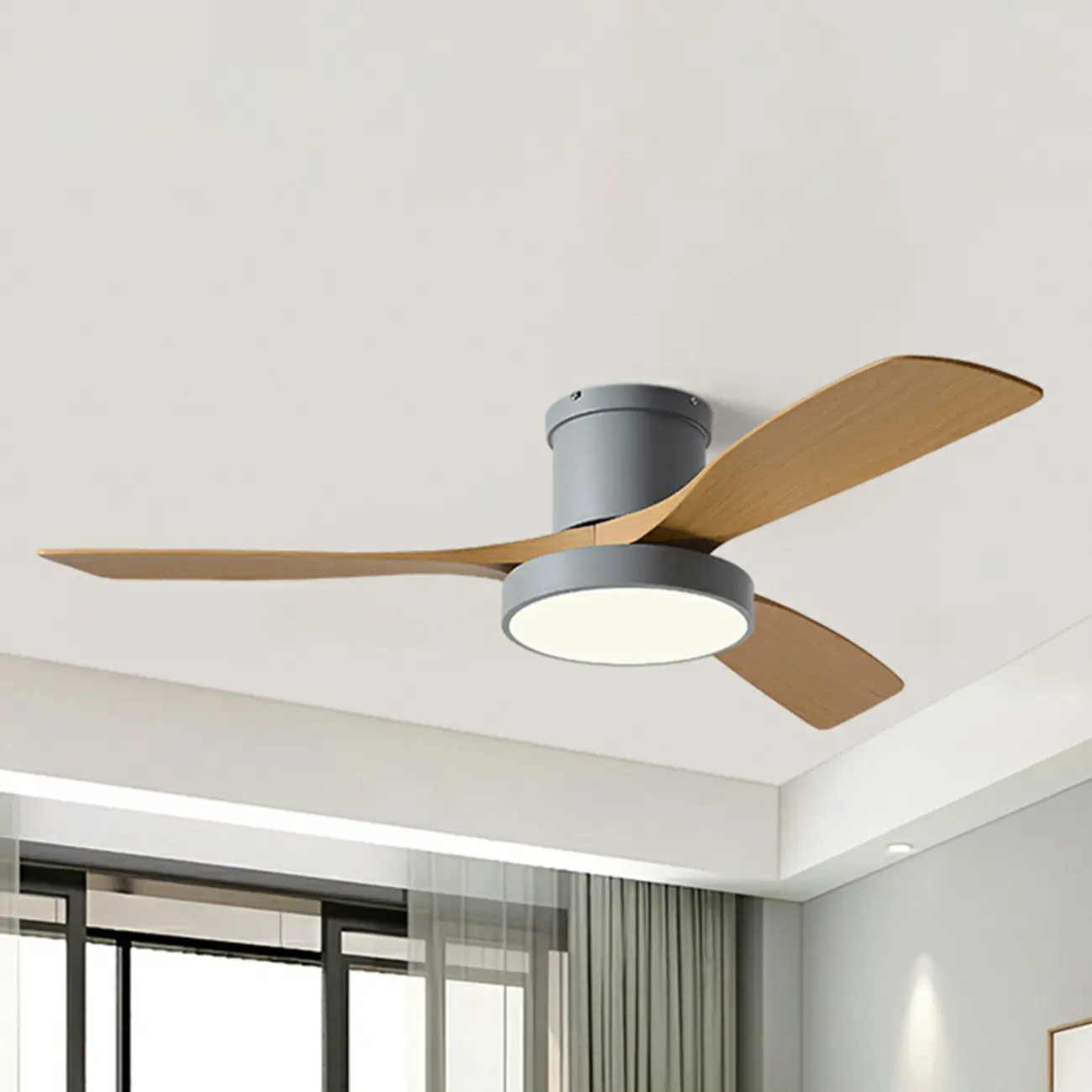 Modern Flush Mount Ceiling Fan Dimmable Light for Living Room | homeyfad