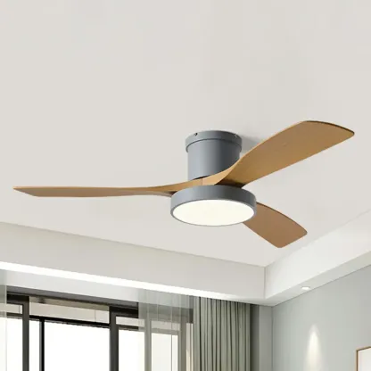 Modern Flush Mount Ceiling Fan Dimmable Light for Living Room