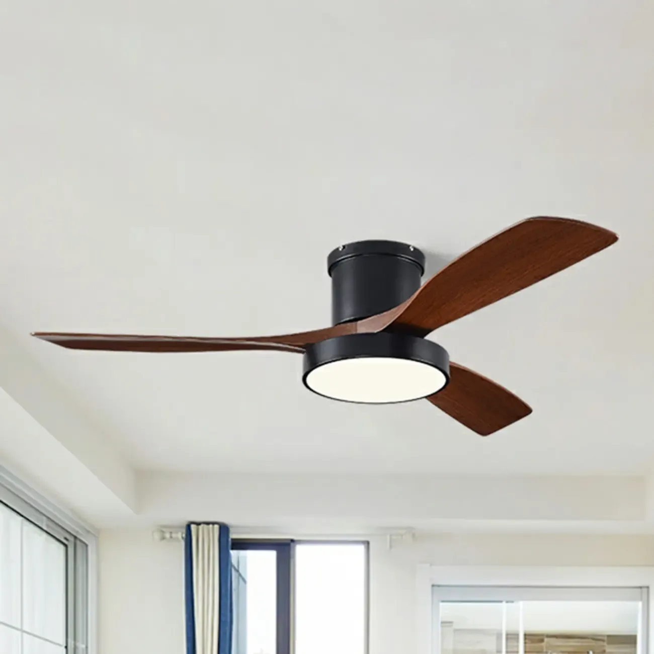 Modern Flush Mount Ceiling Fan Dimmable Light for Living Room