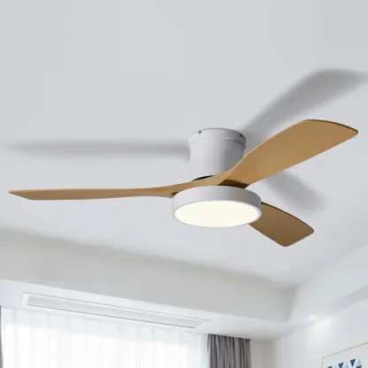 Modern Flush Mount Ceiling Fan Dimmable Light for Living Room