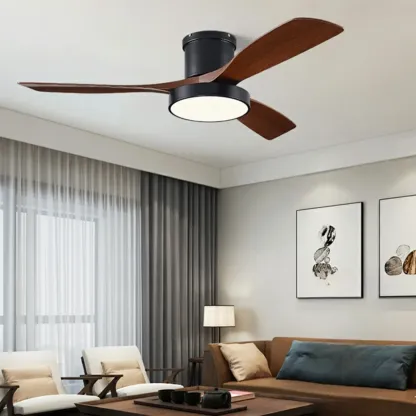 Modern Flush Mount Ceiling Fan Dimmable Light for Living Room