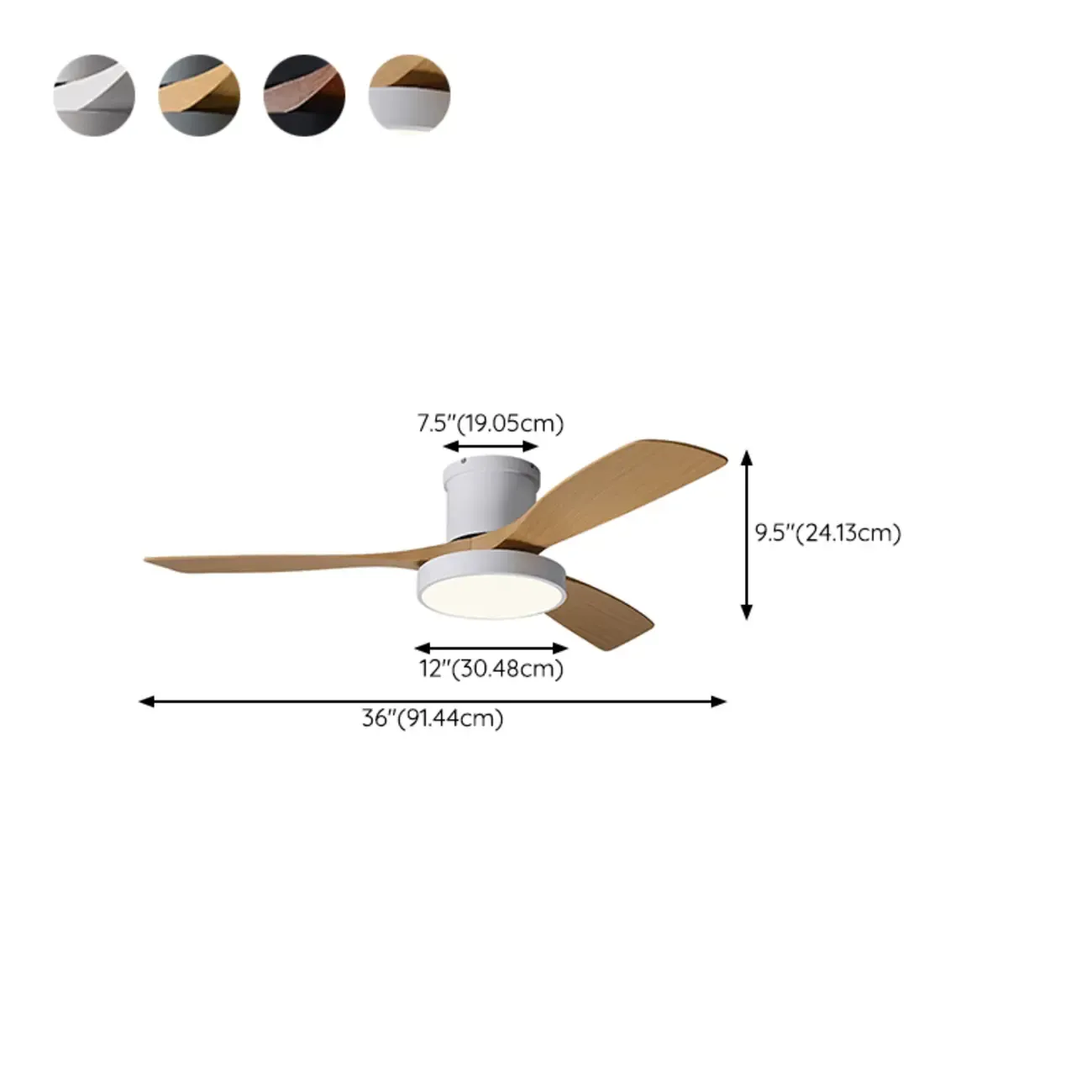 Modern Flush Mount Ceiling Fan Dimmable Light for Living Room