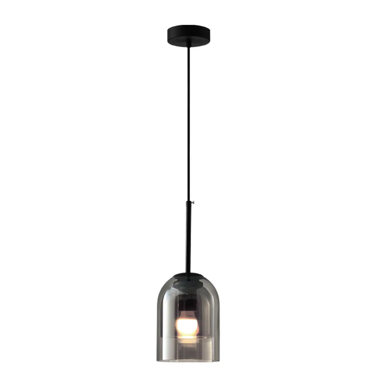 Modern Metal Gray Glass Cylinder Pendant Light Image - 5 | homeyfad