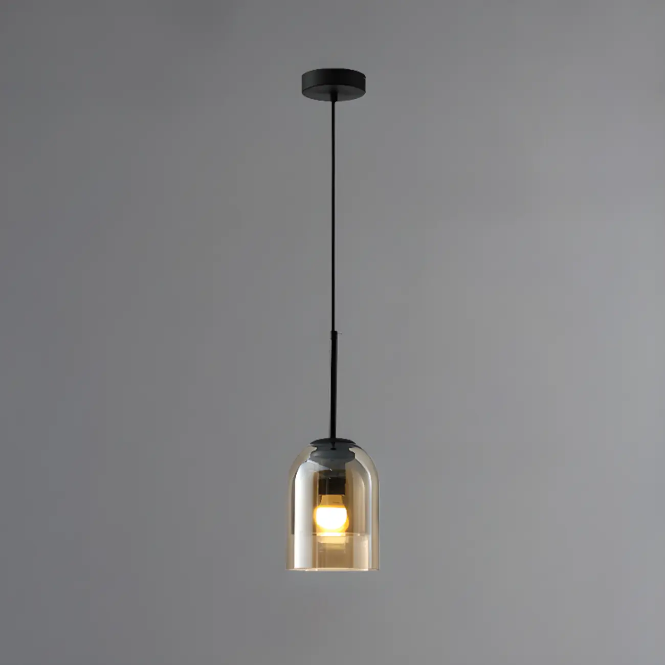 Modern Metal Gray Glass Cylinder Pendant Light Image - 6 | homeyfad