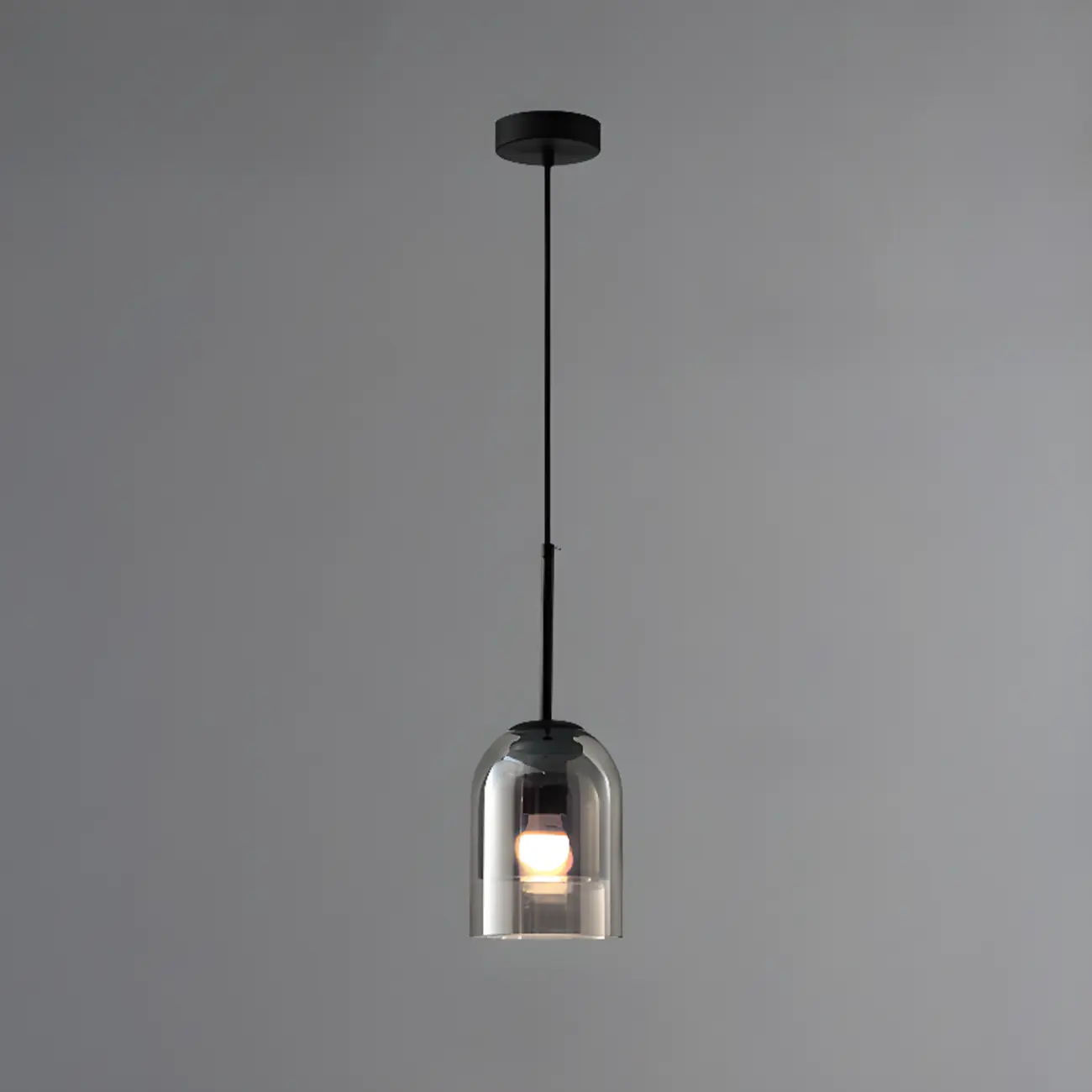 Modern Metal Gray Glass Cylinder Pendant Light Image - 7 | homeyfad