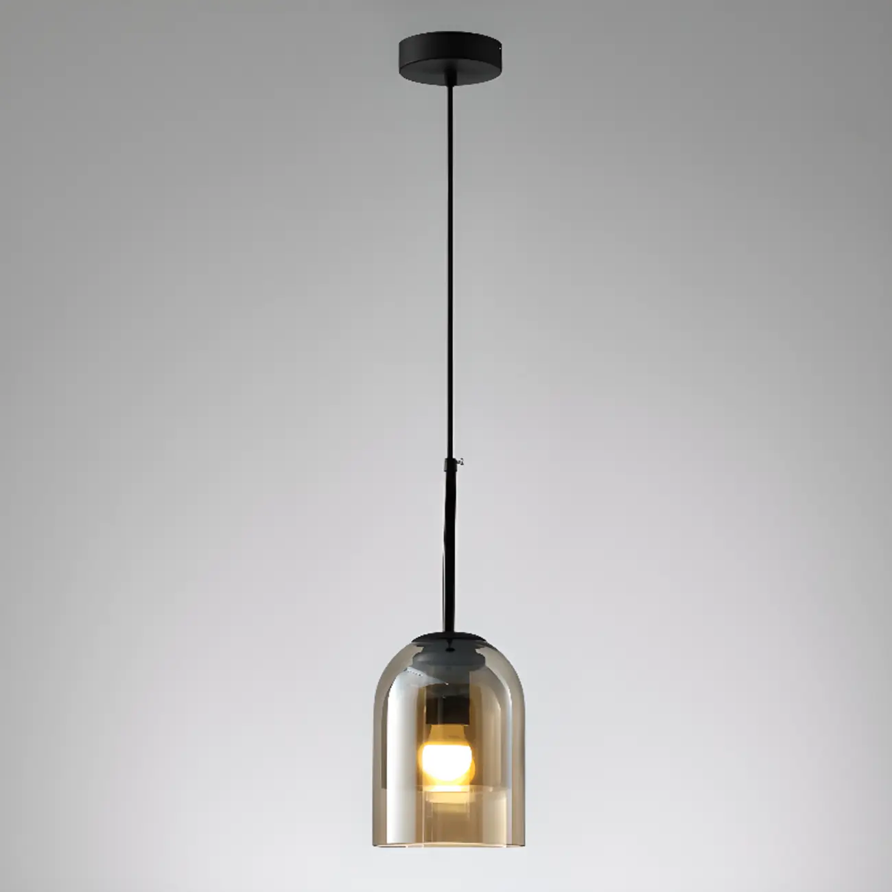 Modern Metal Gray Glass Cylinder Pendant Light Image - 8 | homeyfad