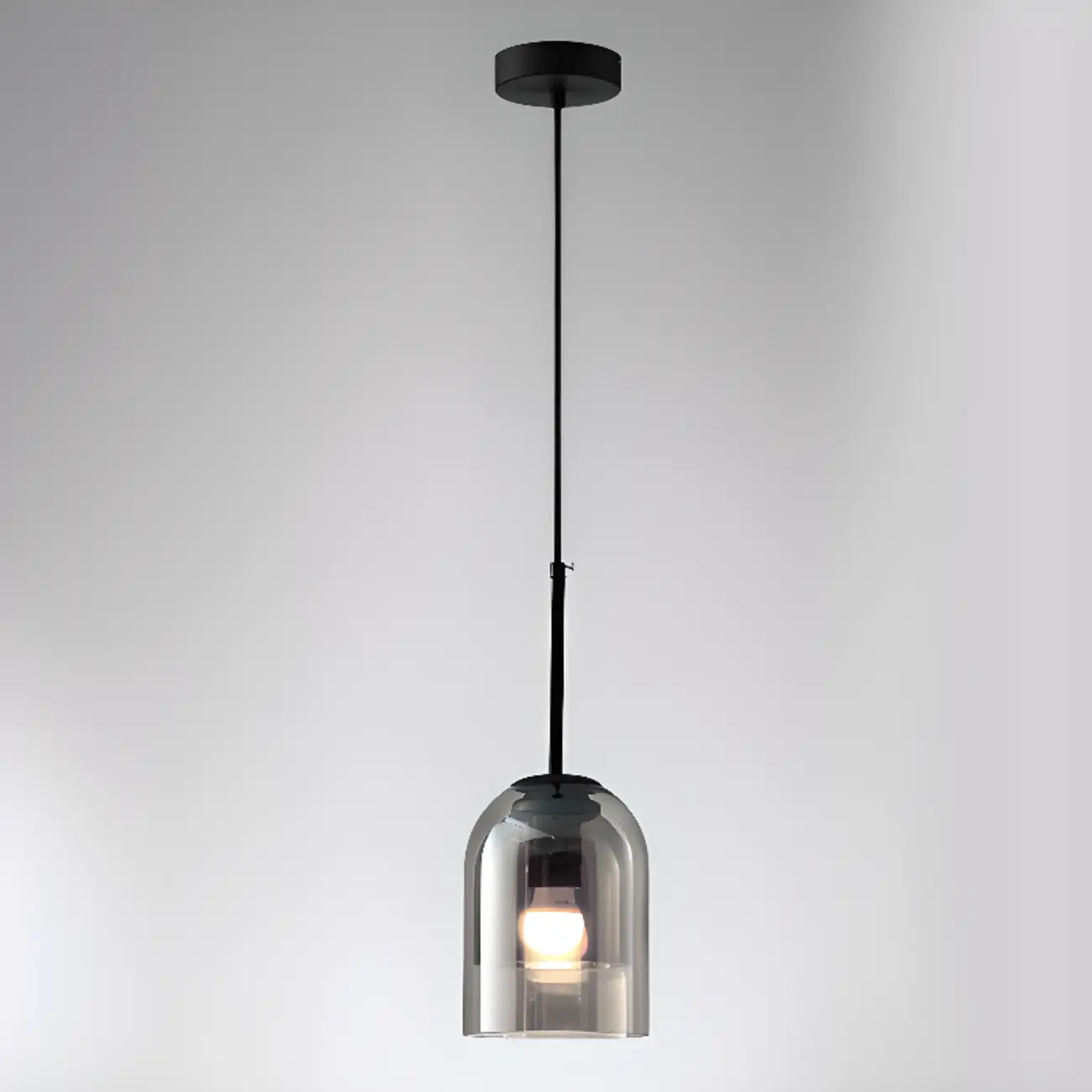 Modern Metal Gray Glass Cylinder Pendant Light Image - 9 | homeyfad