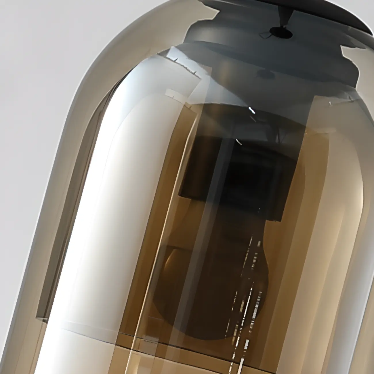 Modern Metal Gray Glass Cylinder Pendant Light Image - 13 | homeyfad