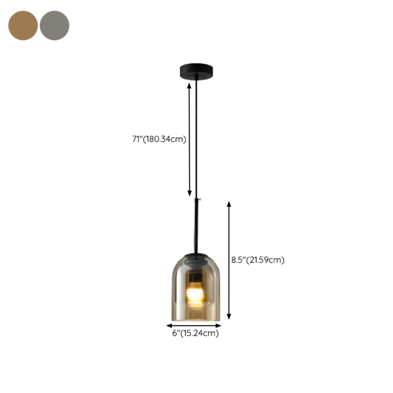Modern Metal Gray Glass Cylinder Pendant Light #size | homeyfad
