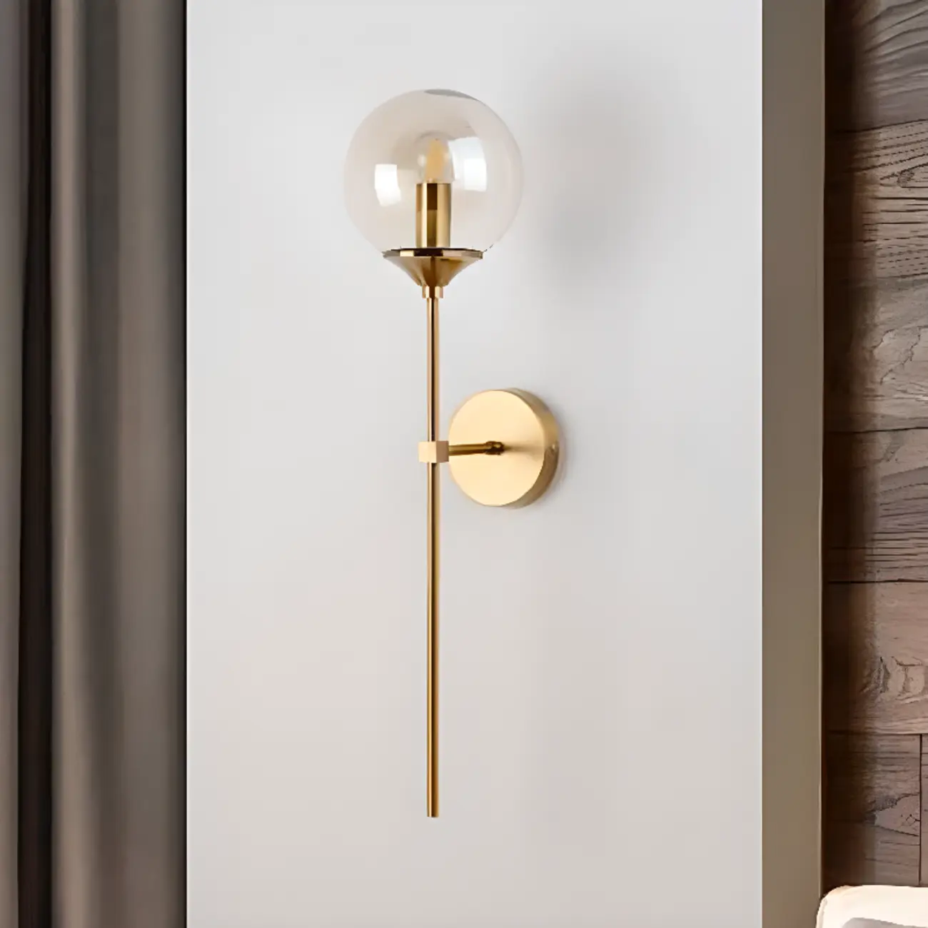 Modern LED Wall Light Grey Globe Glass Metal for Living Room Image - 2 | homeyfad