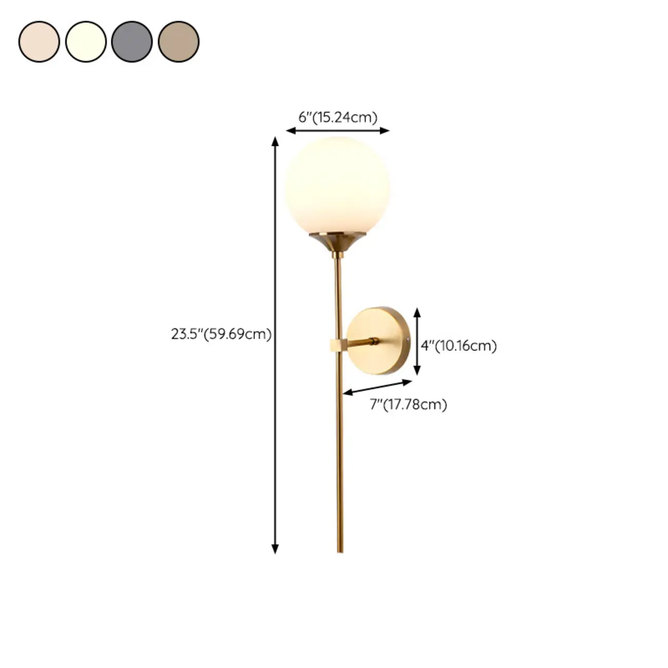 Modern LED Wall Light Grey Globe Glass Metal for Living Room #size | homeyfad